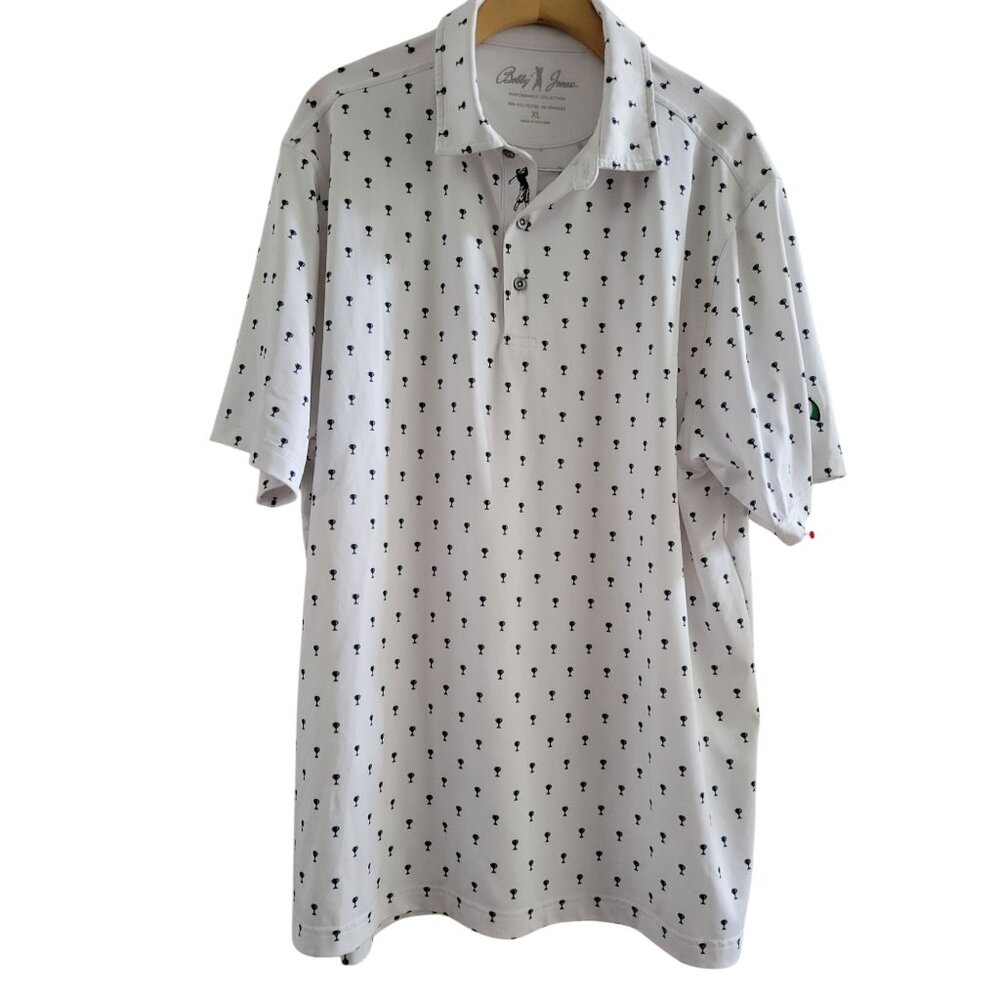Bobby Jones Mens White print Performance Collection golf Polo shirt size XL